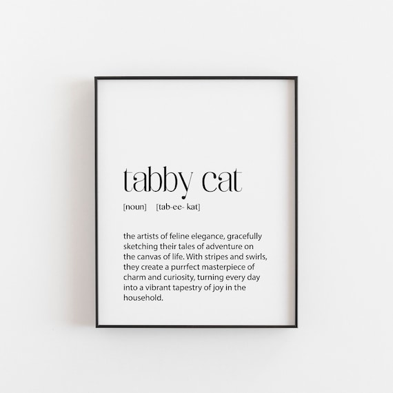 Tabby Cat Definition Print Lover Gifts Gift Galley Art Dcor Home Mum Poster