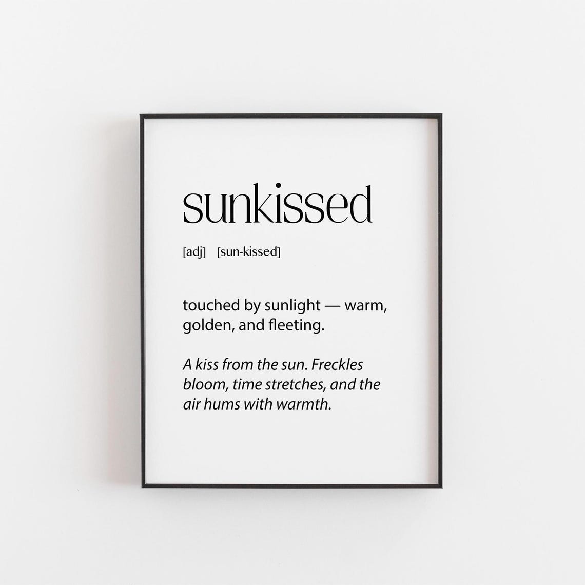 Sunkissed Definition Meaning Typography Minimalist Sun Wall Art