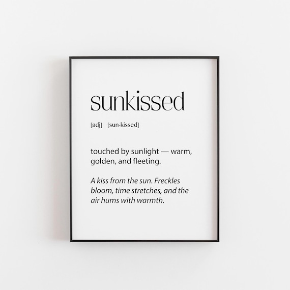 Sunkissed Definition Wall Art Minimalist Summer Print Sunshine Word Poster Warm Golden Home Decor Seasonal Gift Sun