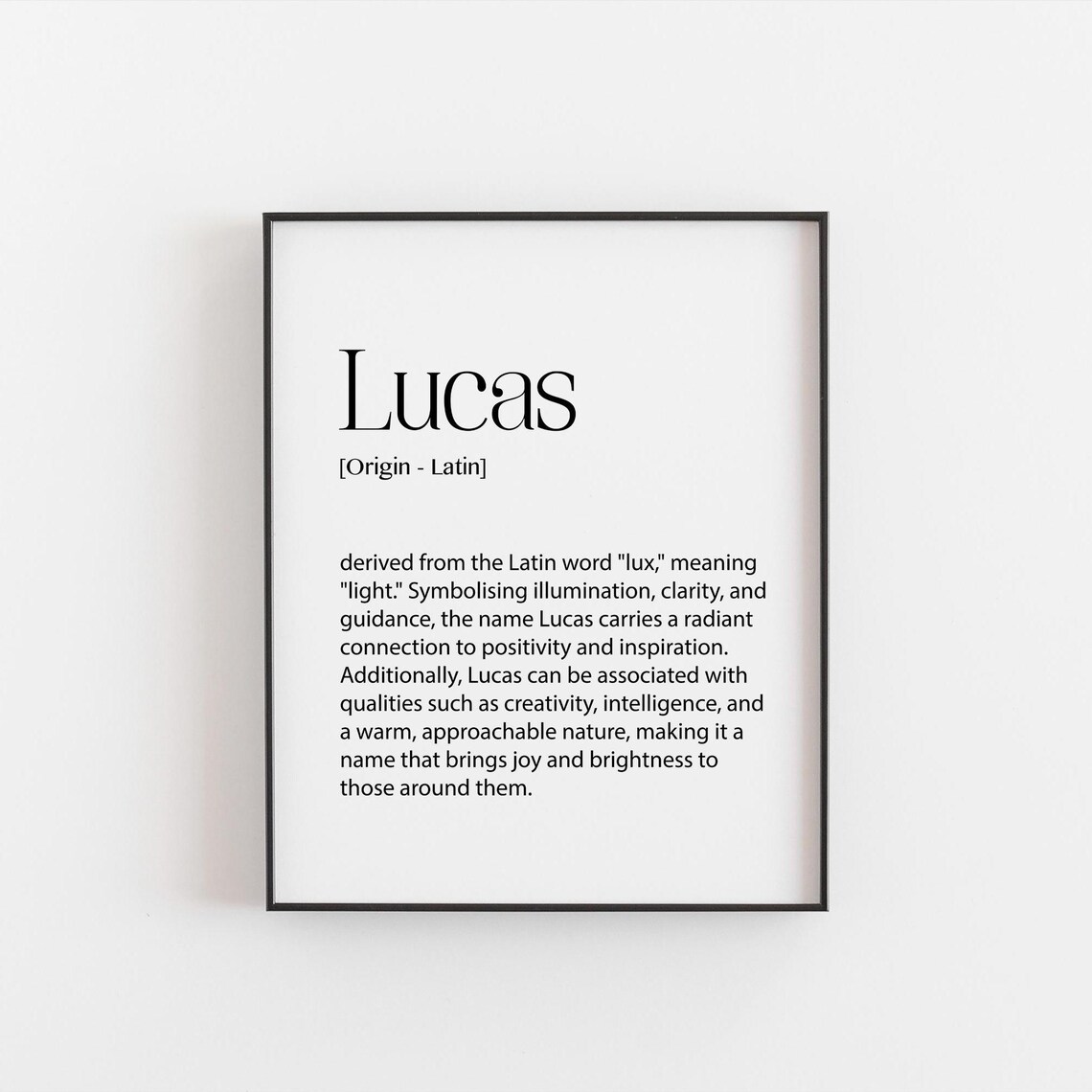 Lucas Name Meaning Art Print, Nursery Decor