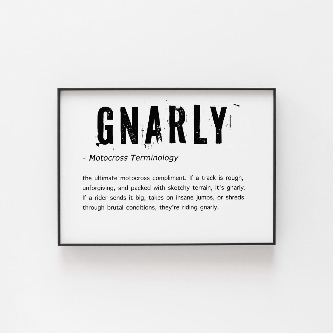 Gnarly Motocross Terminology Distressed Slang Definition Poster