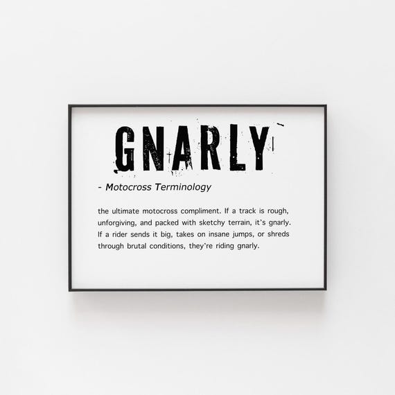Gnarly Definition Print Motocross Slang Wall Art Dirt Bike Racing Gift Extreme Sports Decor Mx Rider Poster Offroad Moto