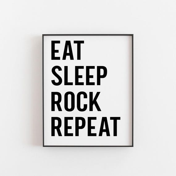 Eat Sleep Rock Repeat Print Music Wall Art Poster Funny Quote Gift Band Lover Decor Teen Bedroom Typography