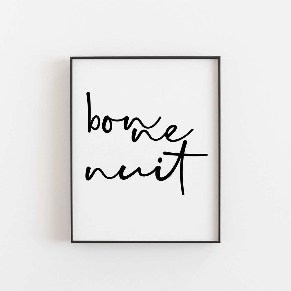 Bonne Nuit French Goodnight Script Minimalist Bedroom Home Wall Art