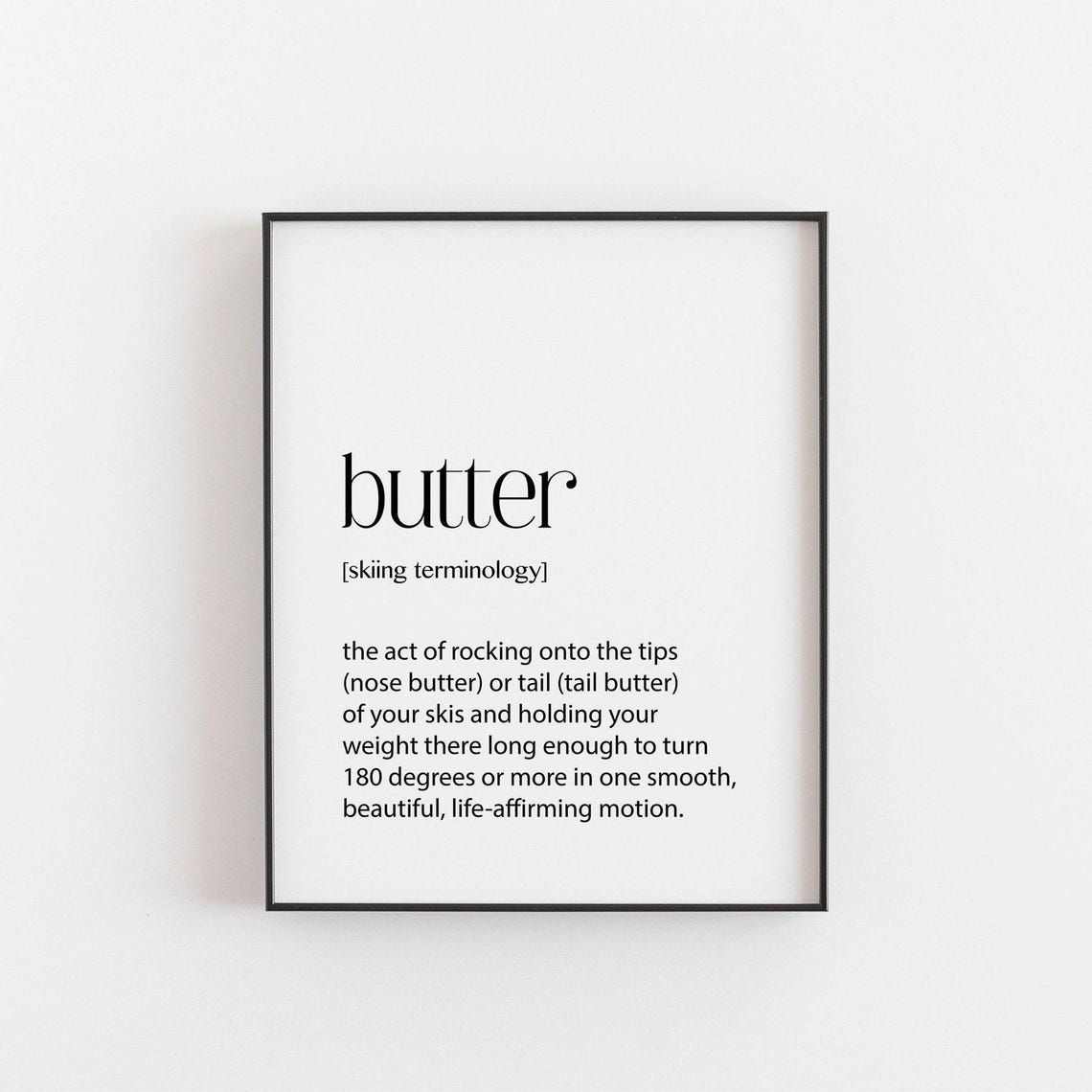 Butter Skiing Terminology Definition Slopes Winter Skier Gift Poster