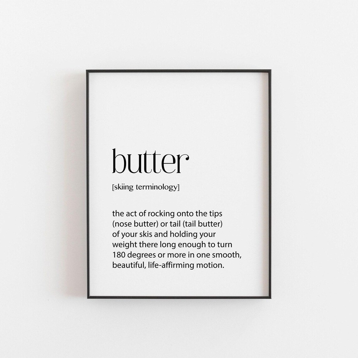 Skiing Poster Butter Definition Gift Ideas For Skiers Ski Slang Jargon Gifts Snow Cool Present Christmas