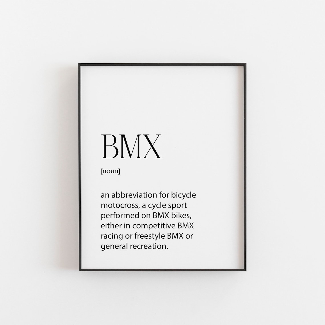 BMX Definition Poster Dictionary Wall Decor Cycle Sport Gift for Riders