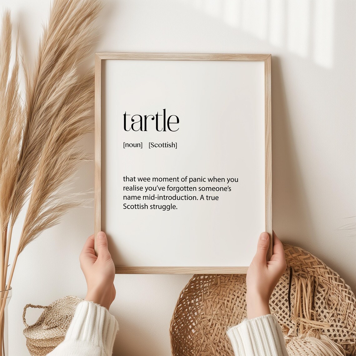 Tartle Scottish Definition Poster, Minimalist Typography