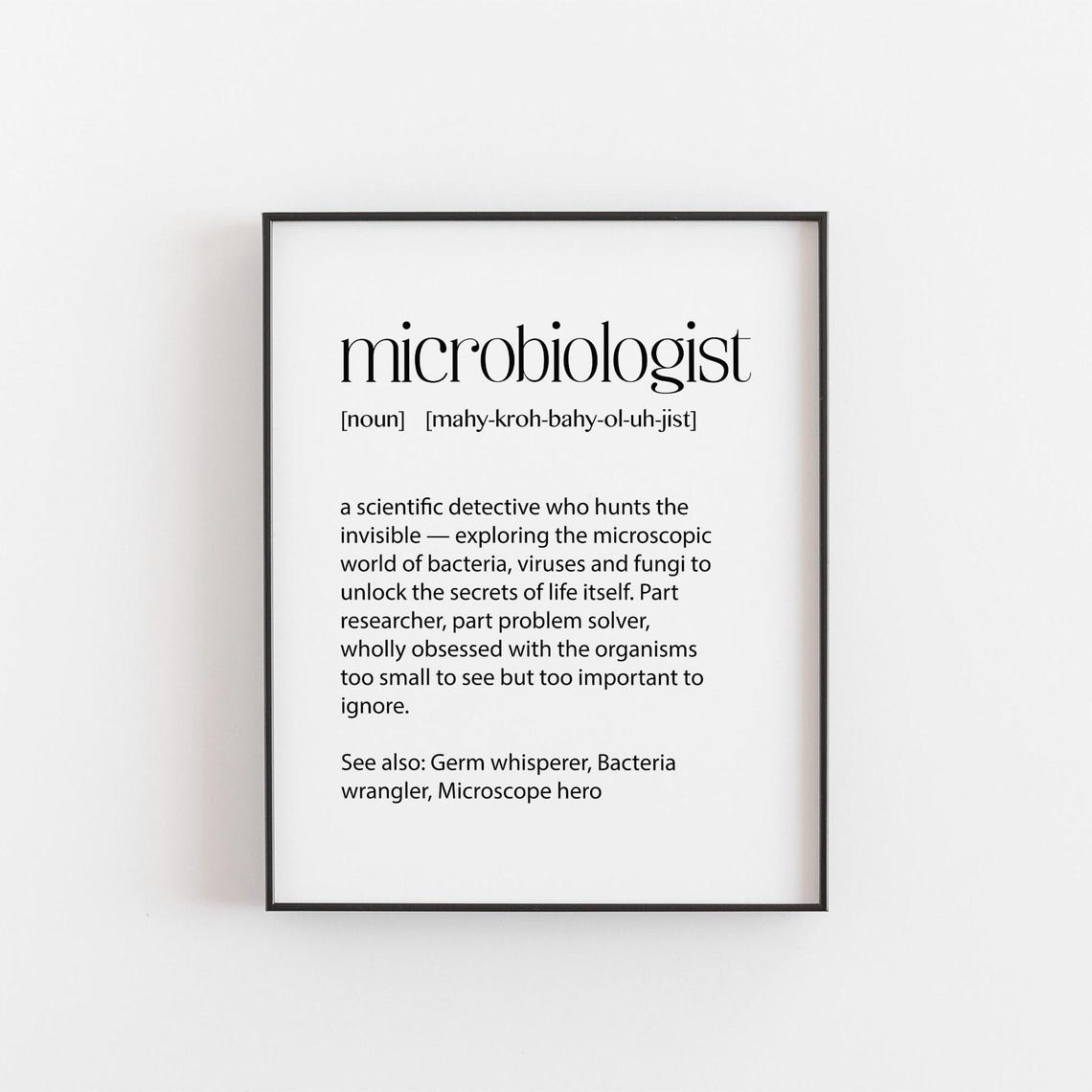 Microbiologist Definition Gift Funny Science Wall Decor Poster