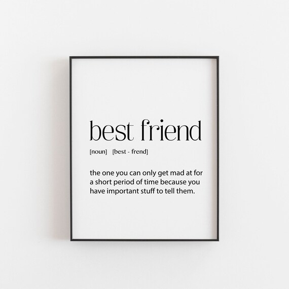 Best Friend Definition Dictionary Quote Minimal Decor Poster