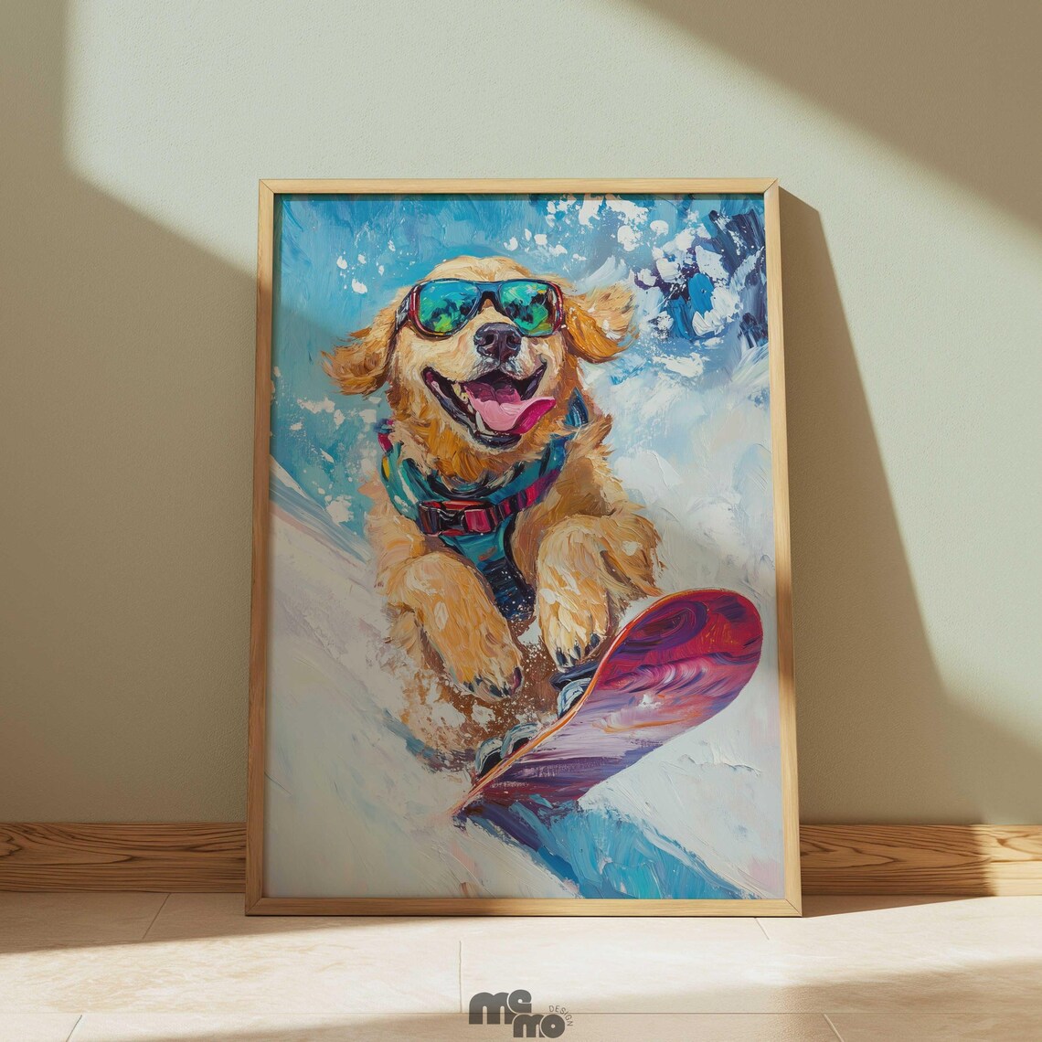 Golden Retriever Dog Bath, Funny Pet Art Print