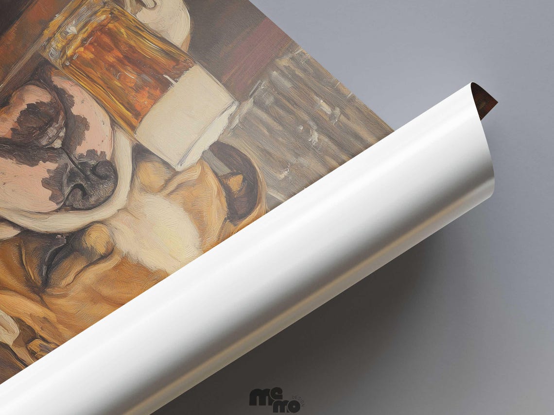 Bulldog, Funny Sleeping Dog With Beer Vintage Pub Decor - Image 5