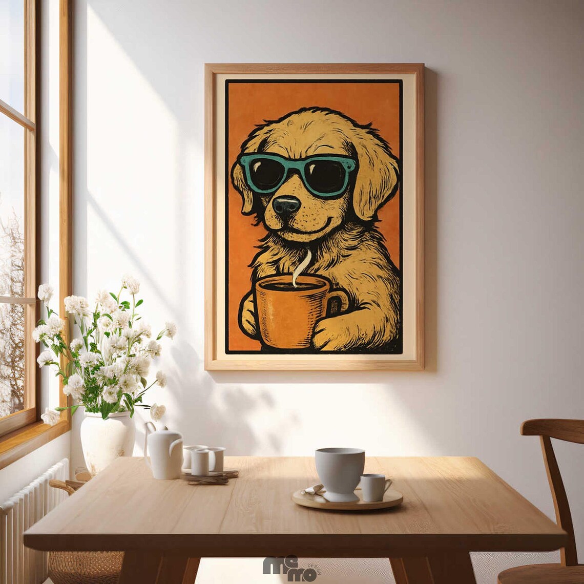 Golden Retriever Funny Coffee Drinking Dog, Vintage - Image 3