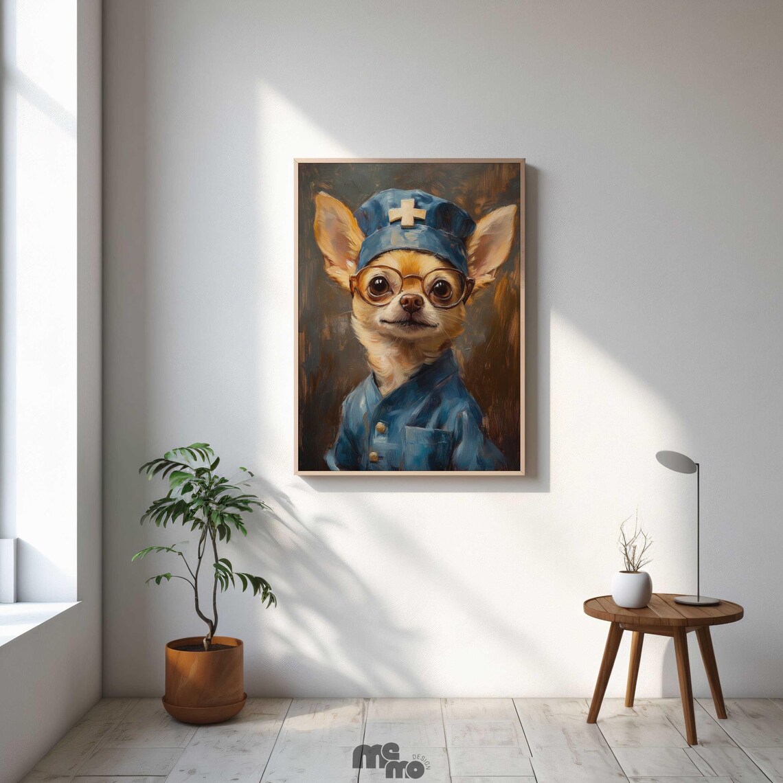 Chihuahua Nurse Funny Dog Pet Portrait Art Print - Image 3