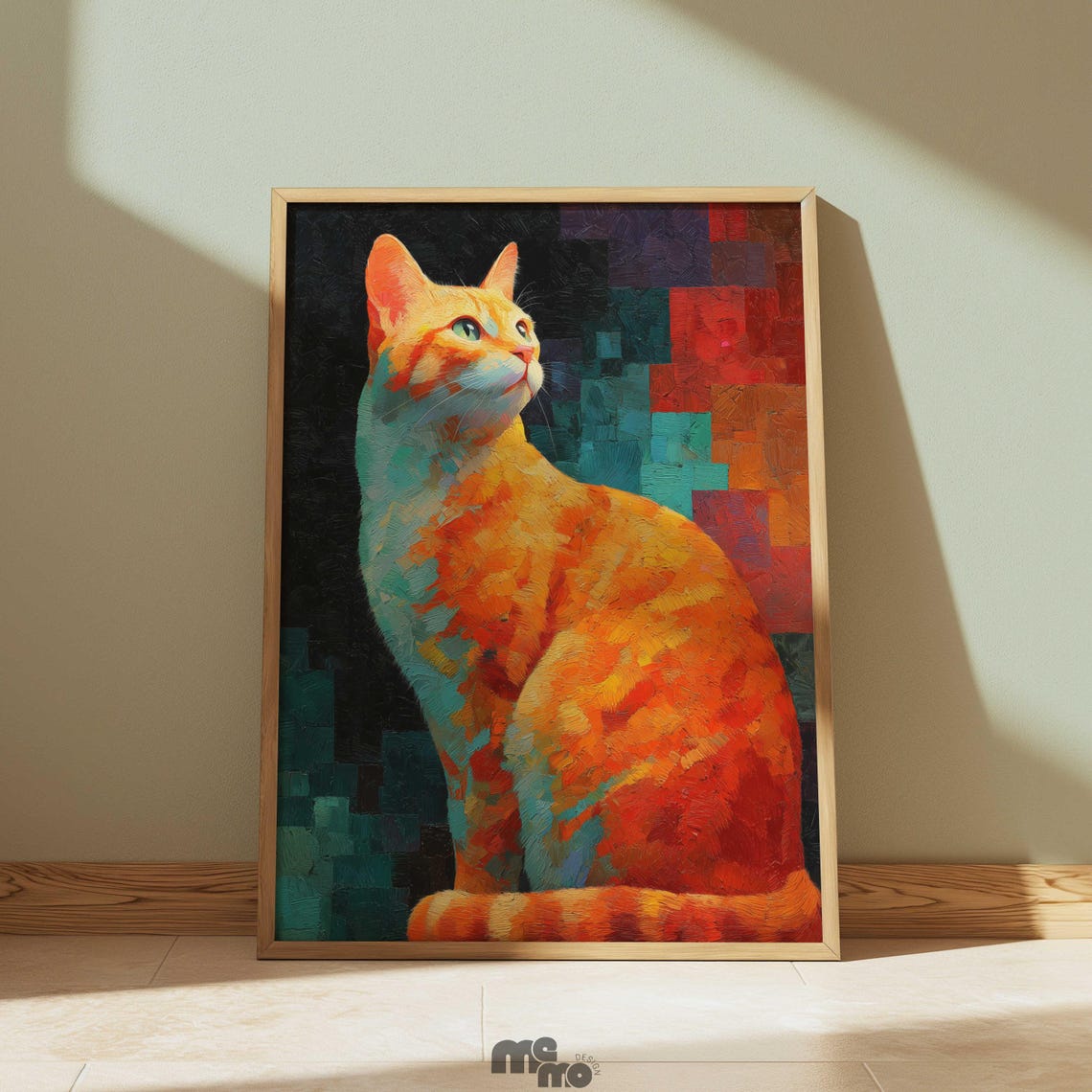 Ginger Orange Cat Painterly Portrait Colorful Modern Pet Art Poster