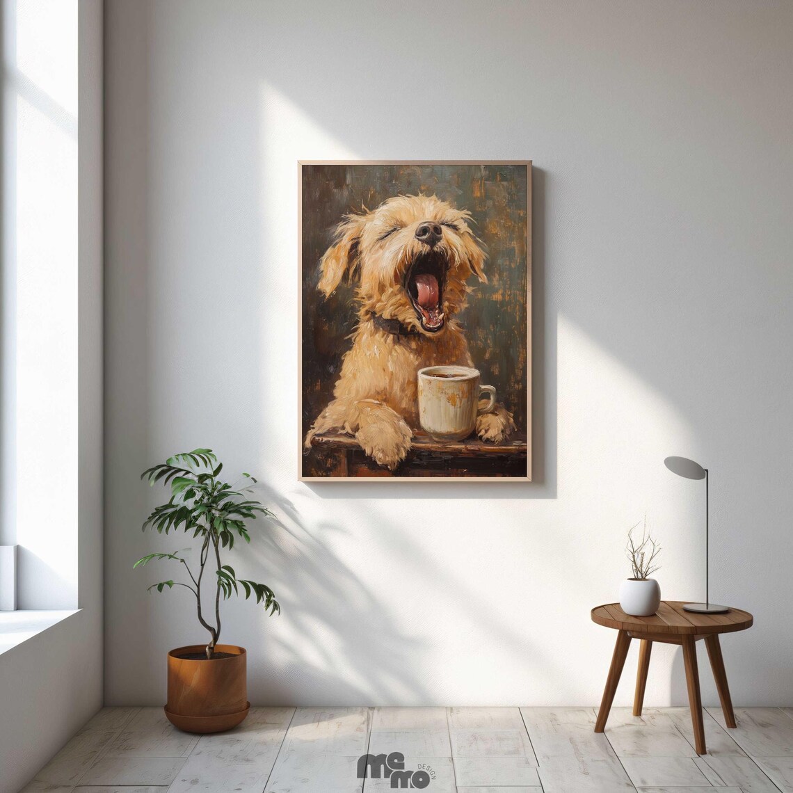 Yawning Coffee Dog Painting, Funny Pet Portrait - Image 5