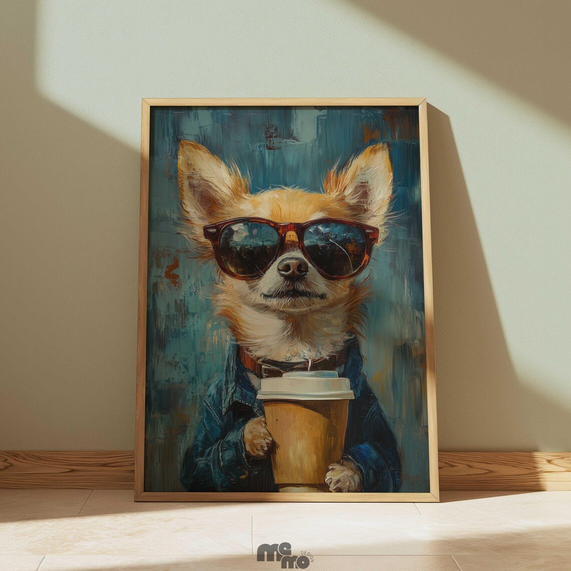 Chihuahua Coffee Art Print, Funny Dog Gift