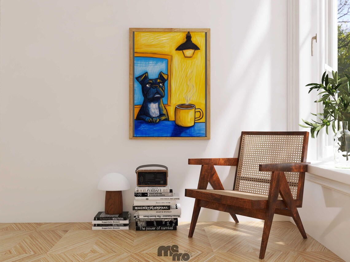Bulldog Coffee, Whimsical Dog Art For Kitchen - Image 3