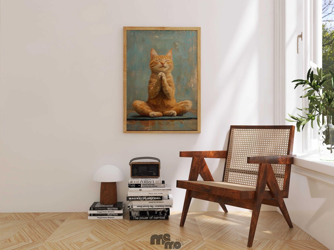 Orange Tabby Yoga Cat, Funny Pet Lover Art Print - Image 4