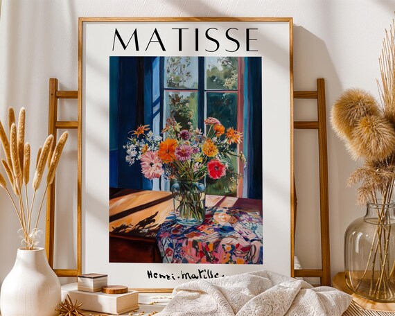 Matisse Style Sunlit Floral Still Life Bouquet by Window Poster