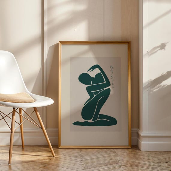 Green Matisse Nude Figure Print Modern Abstract Line Art Poster Minimal French For Gallery Walls Kitchen Living Room Bedroom