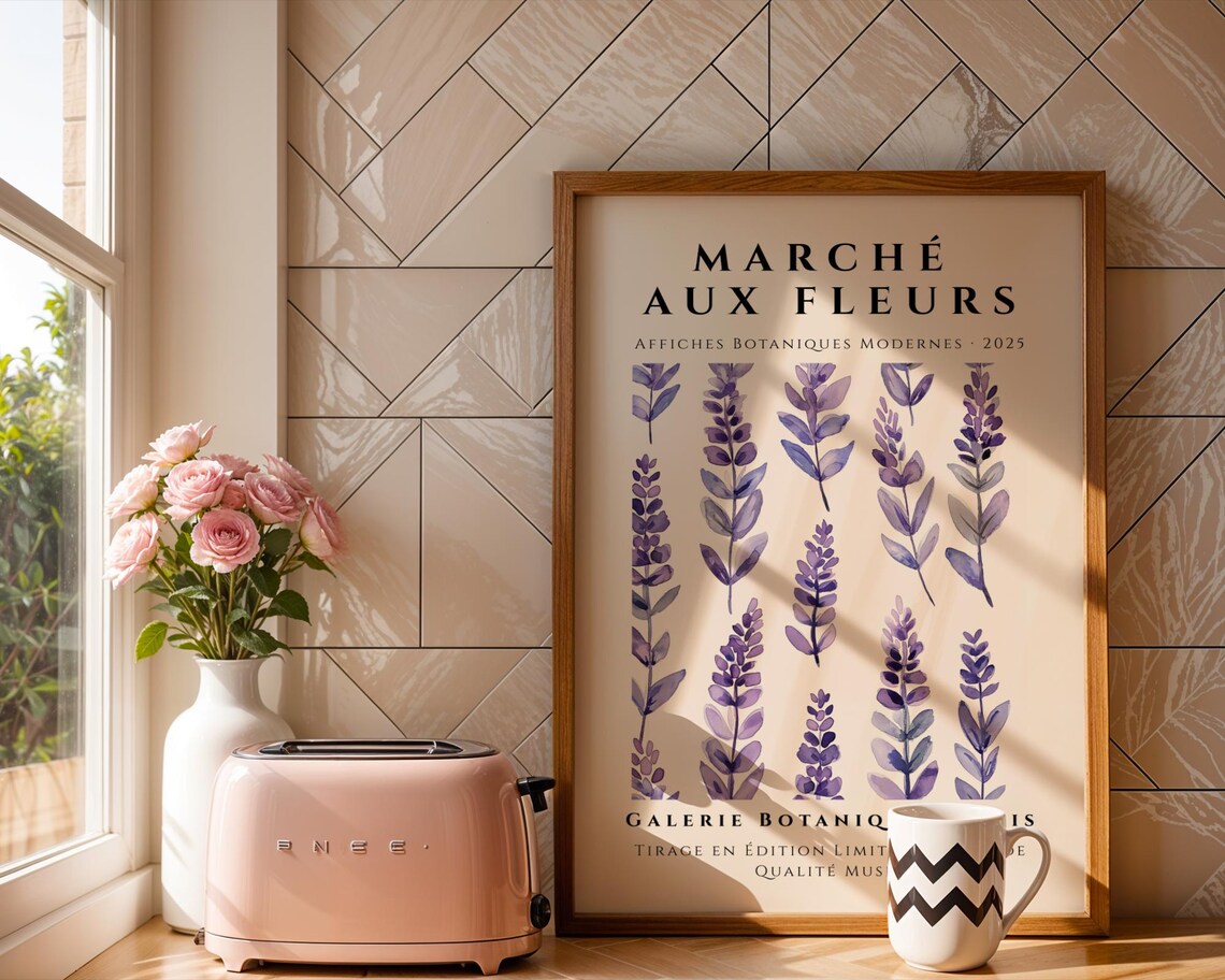 Lavender Herb Illustration Print, French Country Decor