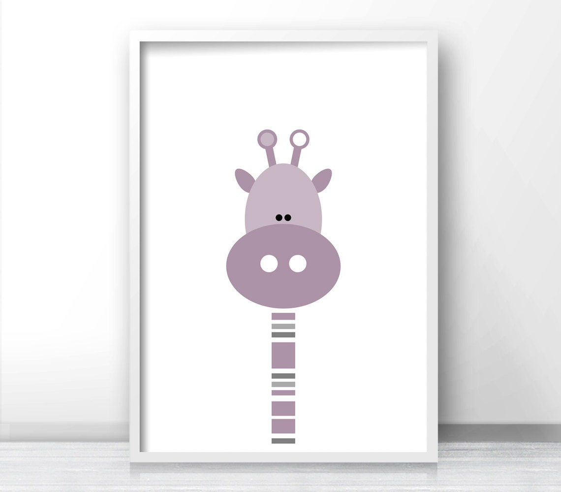 Girl Nursery Wall Art Print Giraffe Nursery Print Nursery Art Baby Animal Art Purple Nursery Decor Baby Girl Art Girls Decor - Image 4