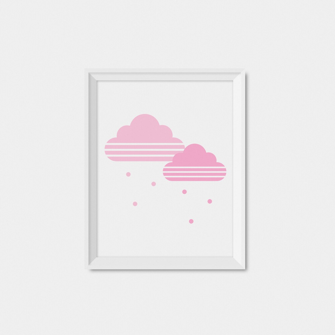 Pink Clouds Baby Girl Nursery Wall Poster Soft Pastel Kids Room Decor - Image 2