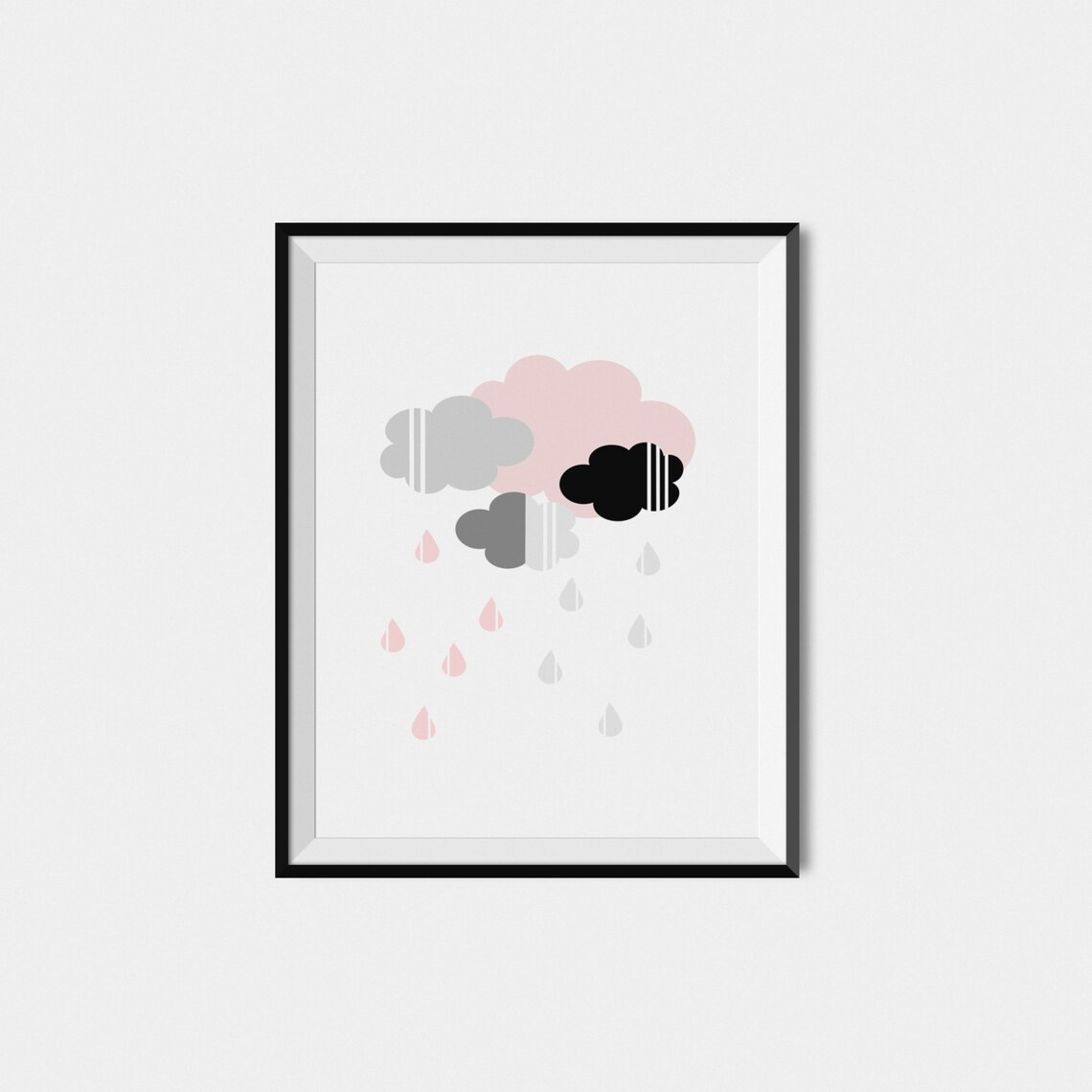 Cloud Nursery Art Print, Pink and Gray Nursery Decor - Image 2