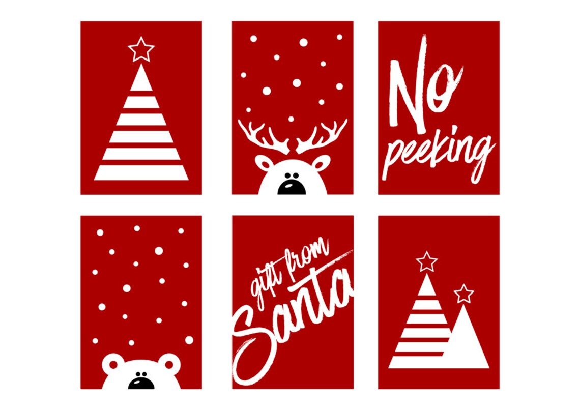 Christmas Gift Tags, Red and White Christmas Tags - Image 2