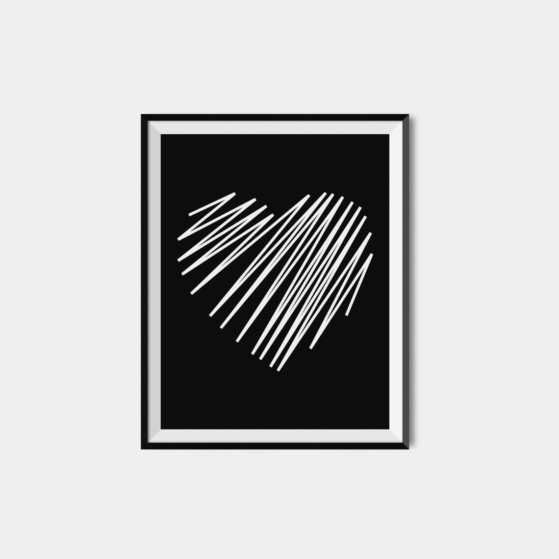 Black And White Heart Art Print, Modern Wall Decor - Image 3