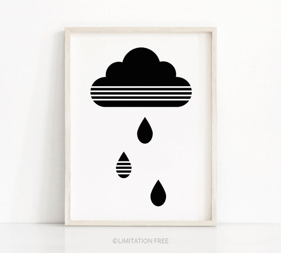 Monochrome Nursery Wall Art Print Cloud Nursery Print Kids Art Print Modern Nursery Art Kids Print Black White Nursery Decor