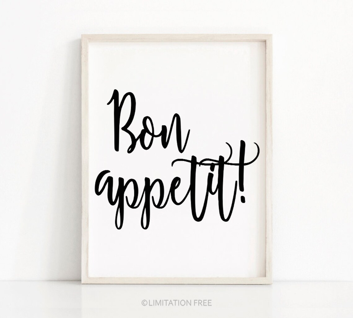 Bon Appetit Typography Kitchen and Dining Room Art Print