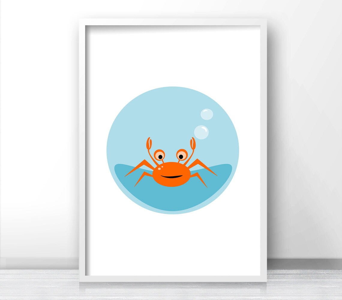 Crab Under The Sea Nursery Ocean Wall Art Print - Image 3