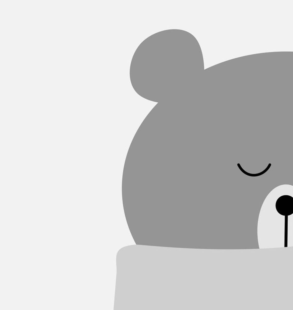 Sleepy Gray Bear With Scarf Merry Christmas Minimalist Kids Print - Image 4