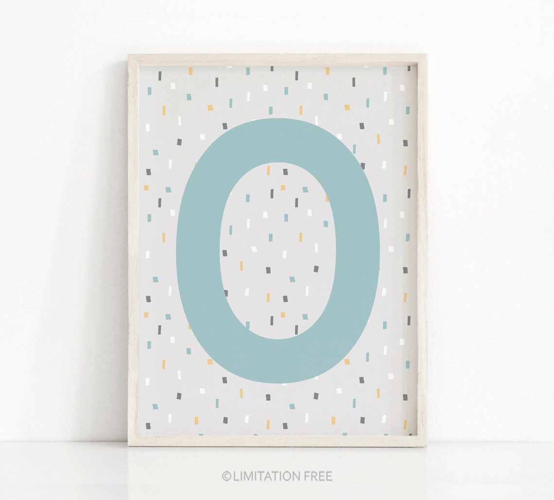 Name Initial Letter Nursery Kids Wall Art Print