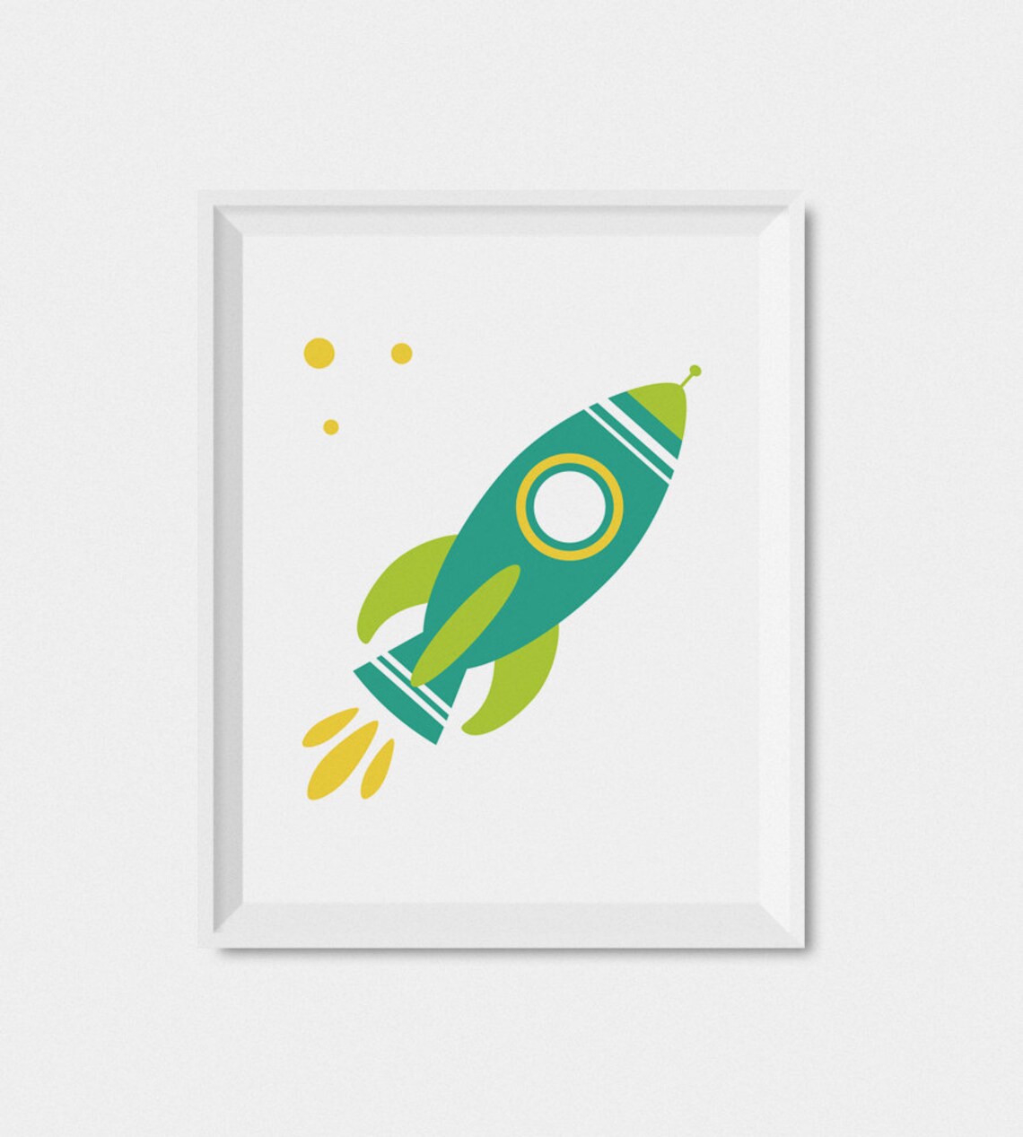 Outer Space Rocket Ship Kids Nursery Art Print - Image 2