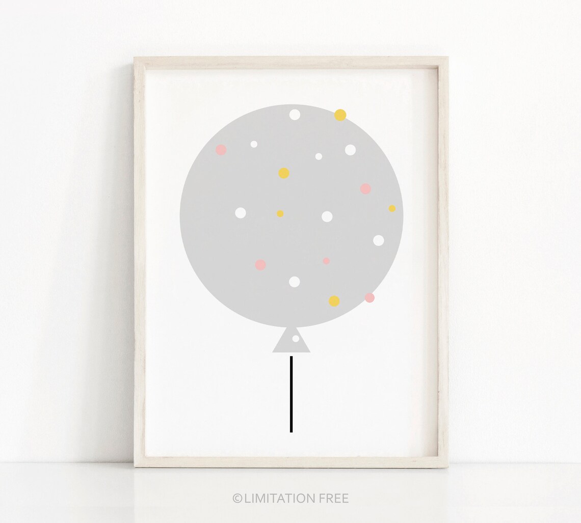 Balloon Nursery Art, Girl Nursery Wall Art Print