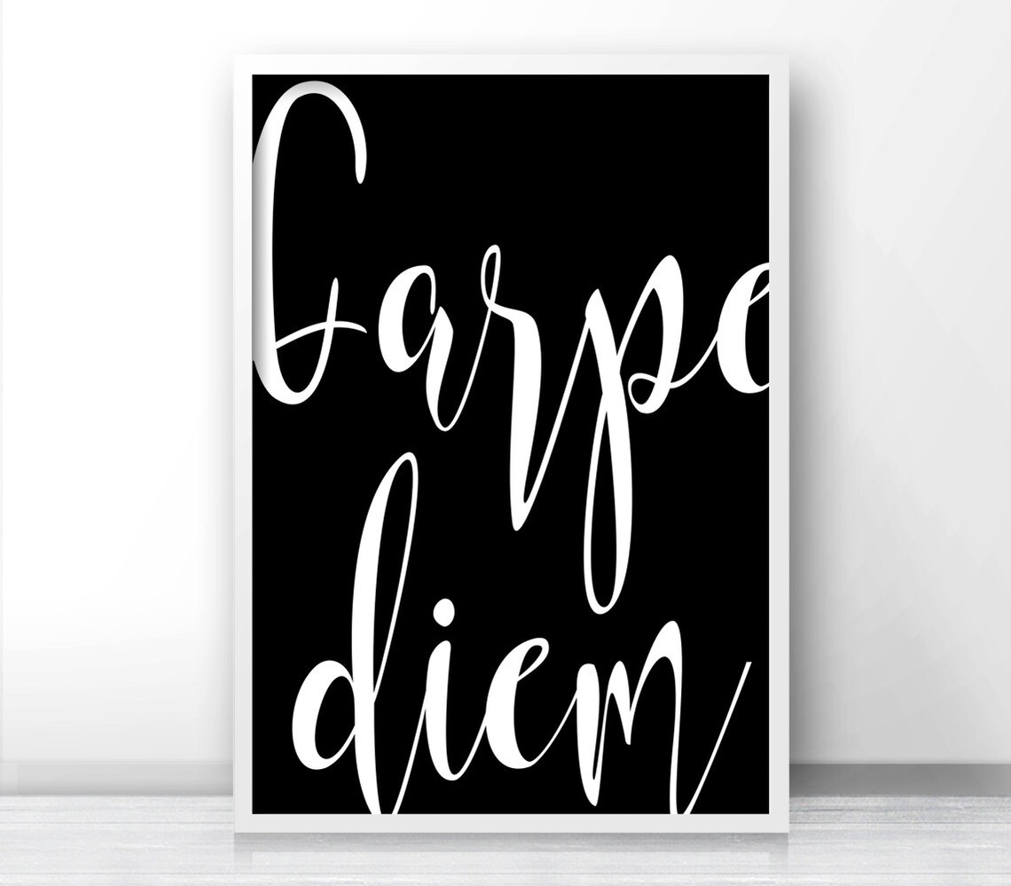 Carpe Diem Quote Typography Art, Black and White - Image 4