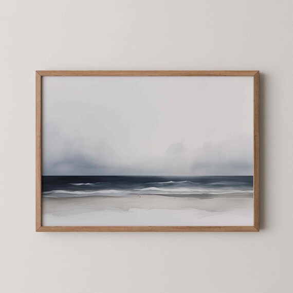 Minimalist Beach Wall Art Abstract Ocean Print Modern Coastal Decor For Bedroom Living Room Wabi Sabi