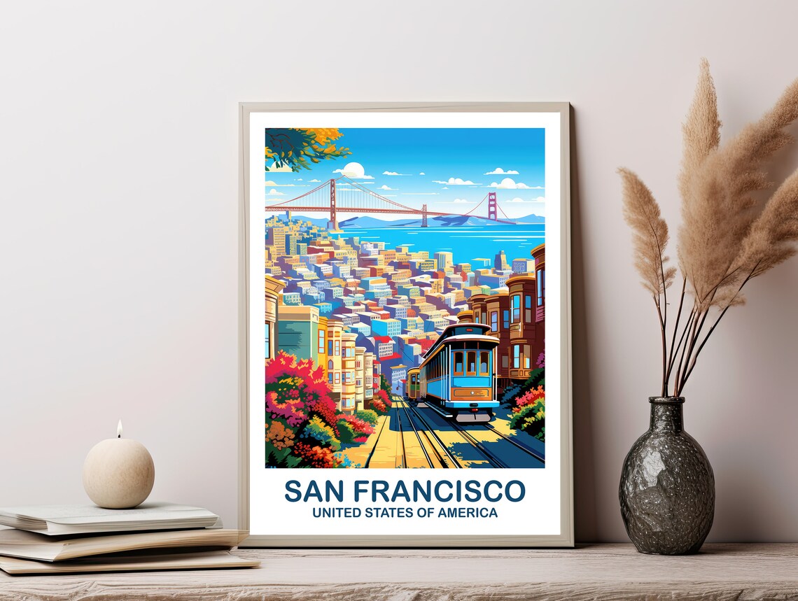 San Francisco Travel Poster, California City Skyline - Image 2
