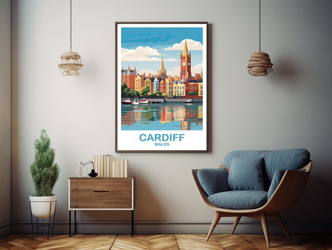 Cardiff Travel Art Poster Wales Travel Art Cardiff Poster Cardiff Wales Travel Wall Art Travel Art Dt2euwaca1 - Image 3