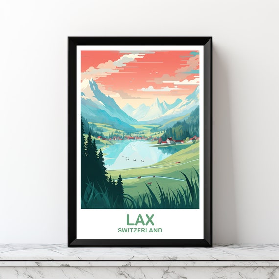 Lax Travel Wall Art Digital Switzerland Printable Poster City Skyline Sunset Dt2euswla2
