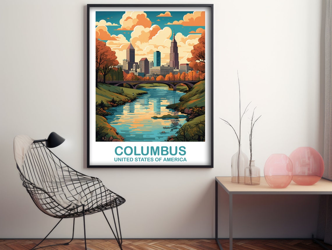 Columbus Ohio Travel Print Columbus Travel Wall Art Poster Ohio Wall Art Poster City Skyline Wall Art Usa Wall Art T2naohco1 - Image 2