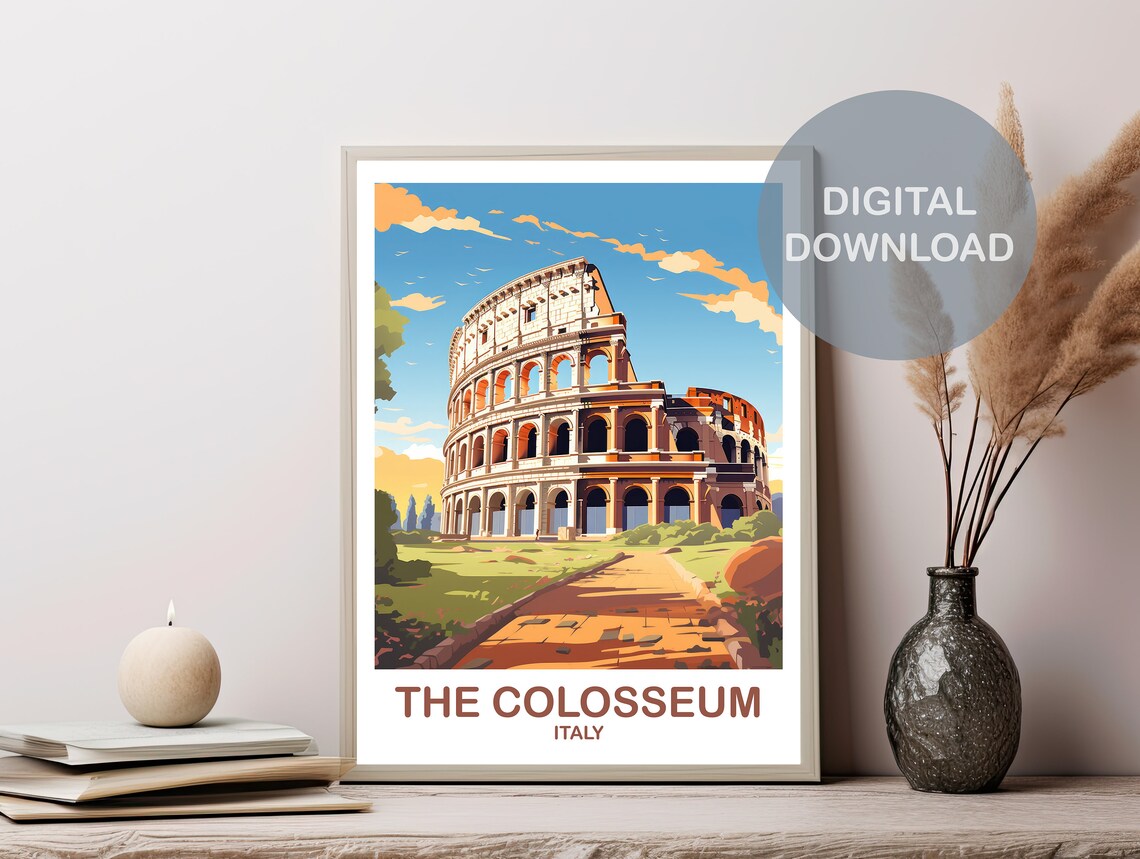 The Colosseum Rome Italy Ancient Landmark Vintage Travel Art Poster - Image 2