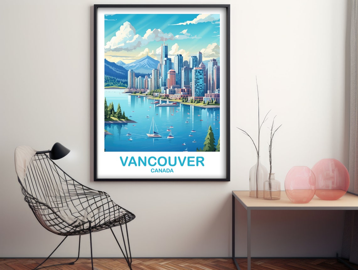 Vancouver Bc Travel Print British Columbia Wall Art Vancouver Travel Poster Travel Wall Art Vancouver Travel Wall Art T2nabcva5 - Image 2