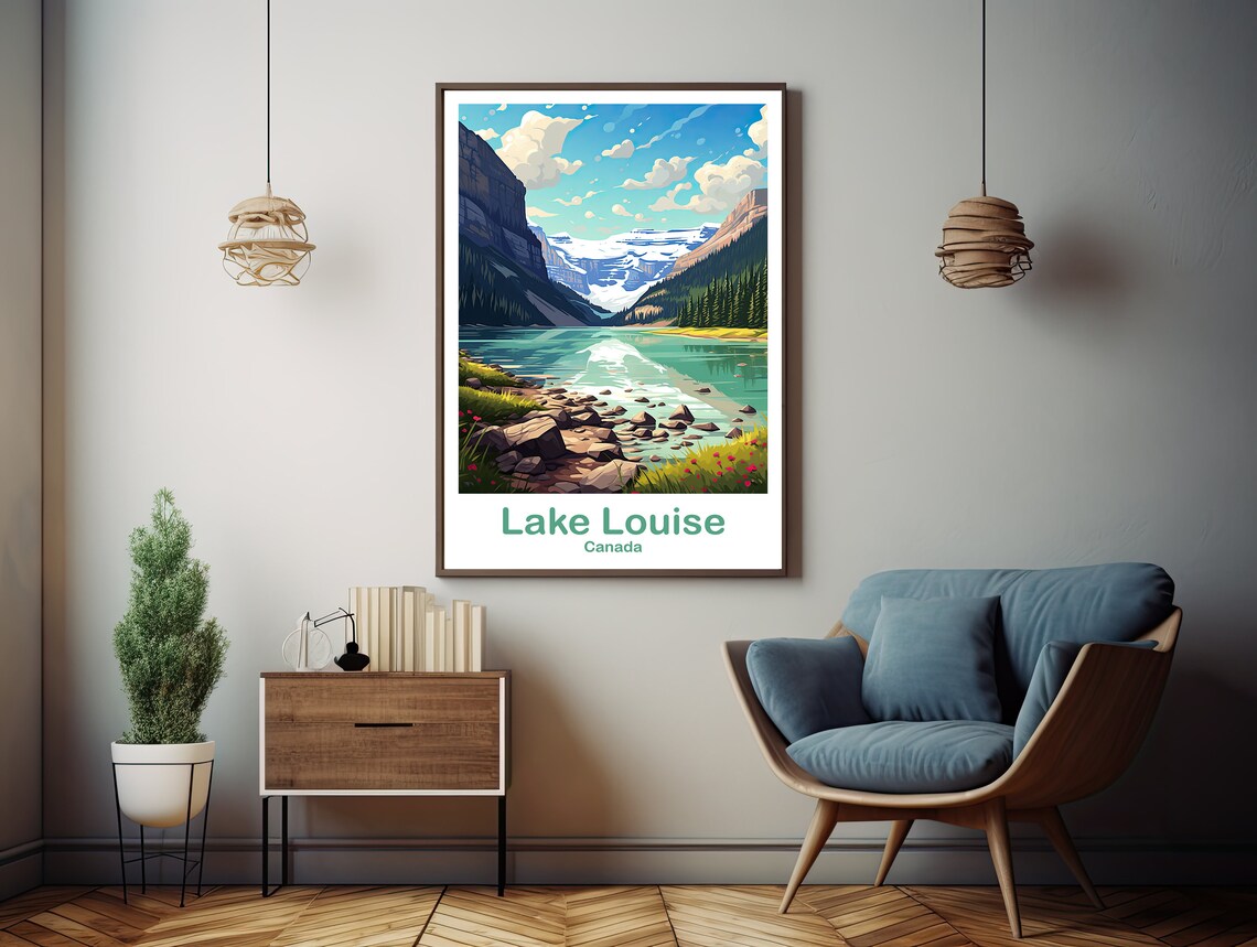 Lake Louise Travel Poster, Alberta Canada Landscape - Image 3