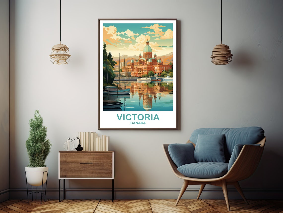 Victoria Travel Wall Print Bc Travel Wall Art Victoria Wall Art Poster City Skyline Wall Art Vicotria British Columbia Dt2nabcvi1 - Image 2