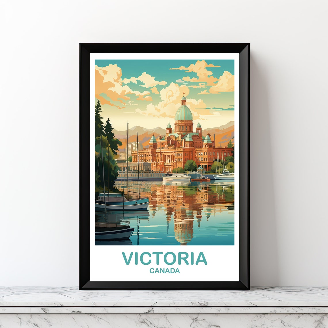 Victoria Canada Inner Harbor Parliament Building Travel Art Poster