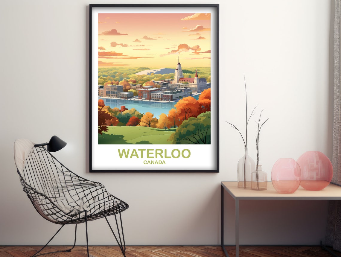 Waterloo Ontario Travel Poster Wall Print Ontario Travel Poster Art Waterloo Wall Art Poster City Skyline Wall Art T2naonwa1 - Image 2